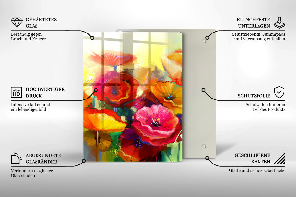 Tábua corte Flores coloridas pintadas