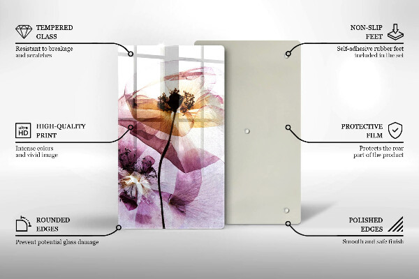 Tábua de vidro Flores delicadas