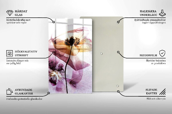 Tábua de vidro Flores delicadas