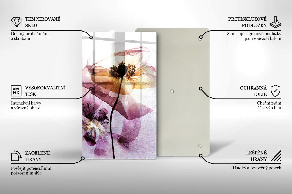 Tábua de vidro Flores delicadas