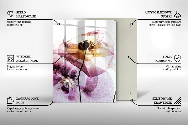 Tábua de vidro Flores delicadas