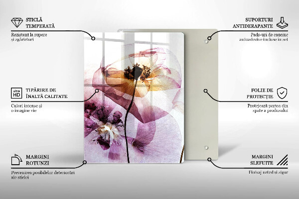 Tábua de vidro Flores delicadas