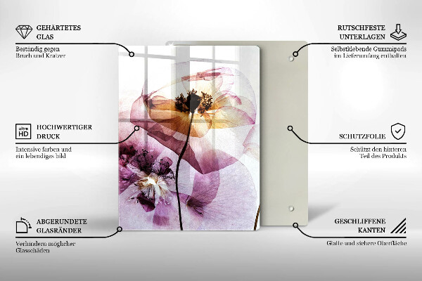 Tábua de vidro Flores delicadas