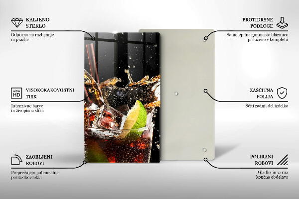 Tábua de corte de vidro Beber com gelo