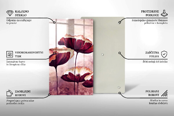 Tábua de cortar de vidro Pintura de flores