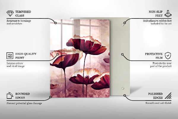 Tábua de cortar de vidro Pintura de flores