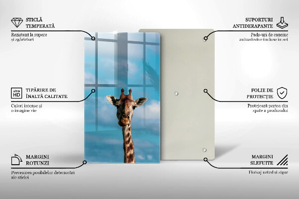 Tábua de corte de vidro Girafa e o céu