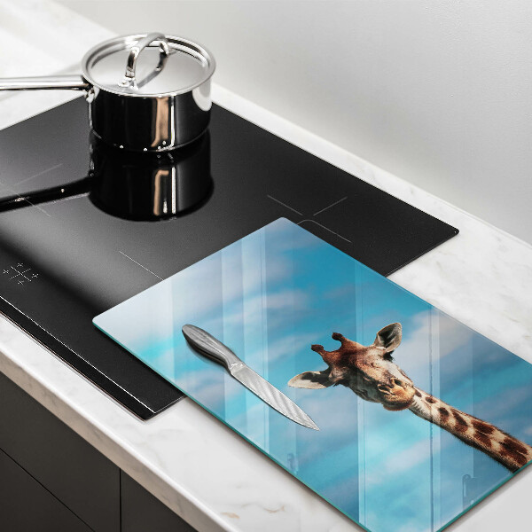 Tábua de corte de vidro Girafa e o céu