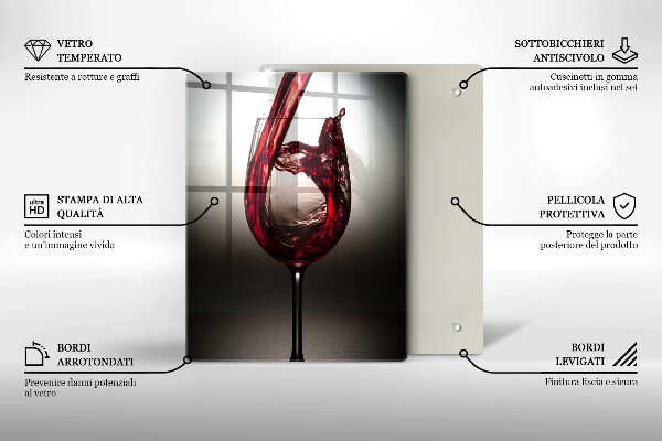 Tábua corte Um copo e vinho tinto