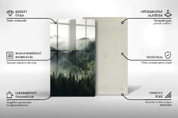 Tábua de vidro Paisagem de floresta e neblina