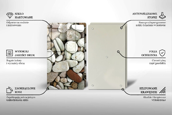 Tábua de corte de vidro Fundo de pequenas pedras