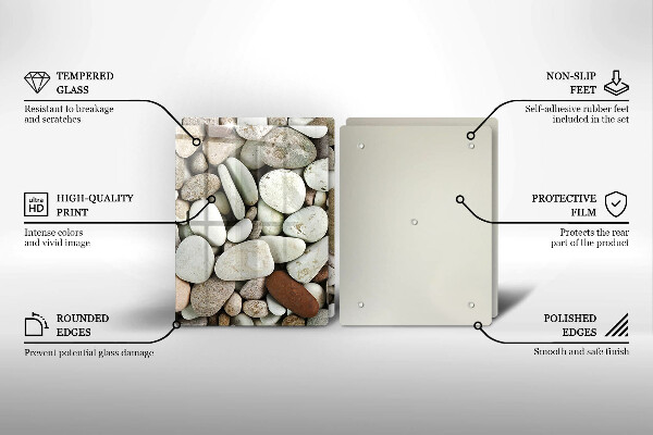 Tábua de corte de vidro Fundo de pequenas pedras