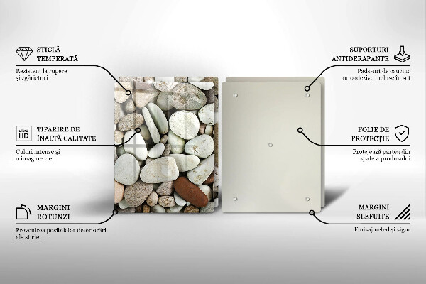 Tábua de corte de vidro Fundo de pequenas pedras