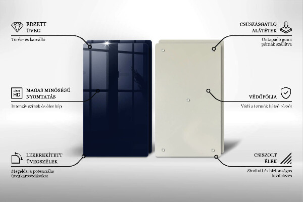 Tábua de cortar de vidro Cor azul marinho