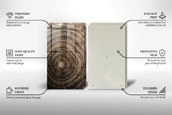 Tábua de cortar alimentos Anéis de árvores de madeira