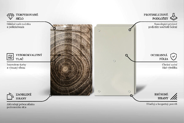 Tábua de cortar alimentos Anéis de árvores de madeira