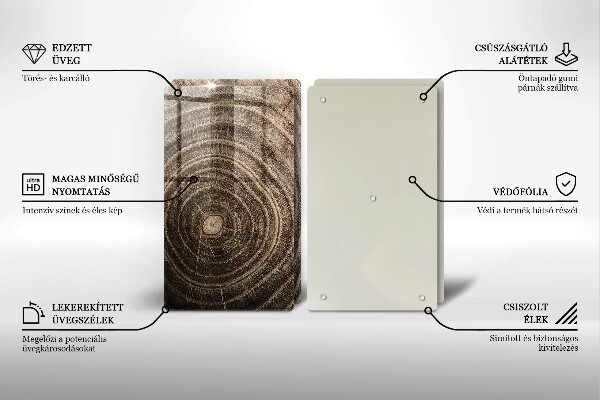 Tábua de cortar alimentos Anéis de árvores de madeira