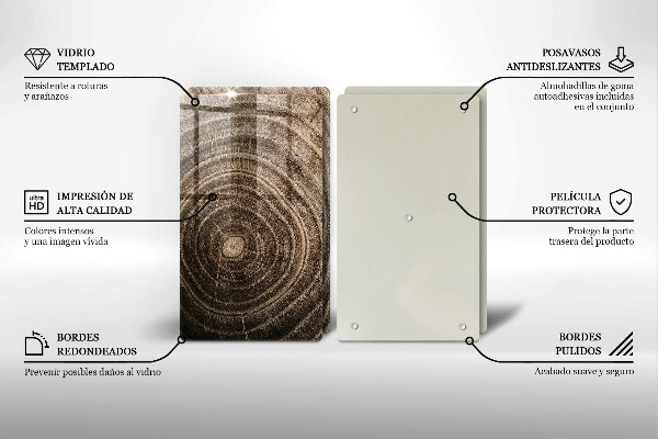 Tábua de cortar alimentos Anéis de árvores de madeira