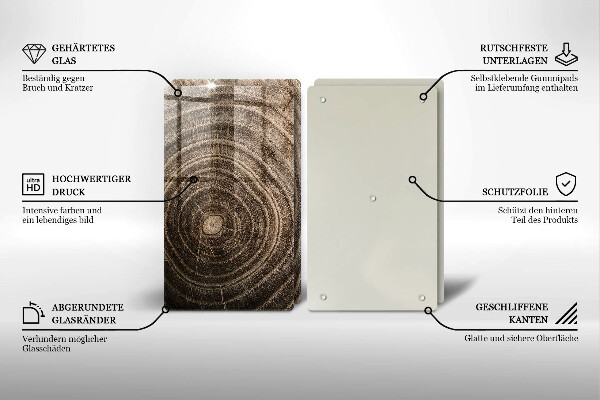 Tábua de cortar alimentos Anéis de árvores de madeira