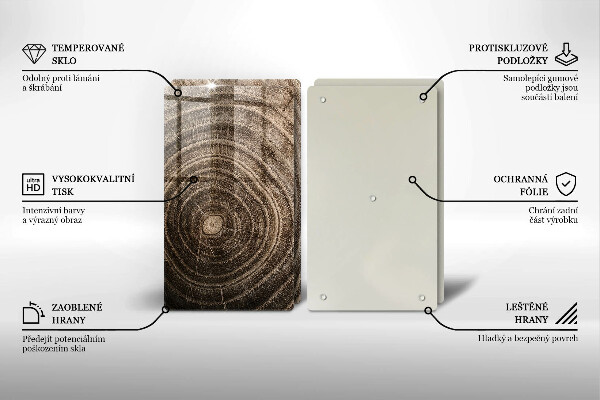 Tábua de cortar alimentos Anéis de árvores de madeira