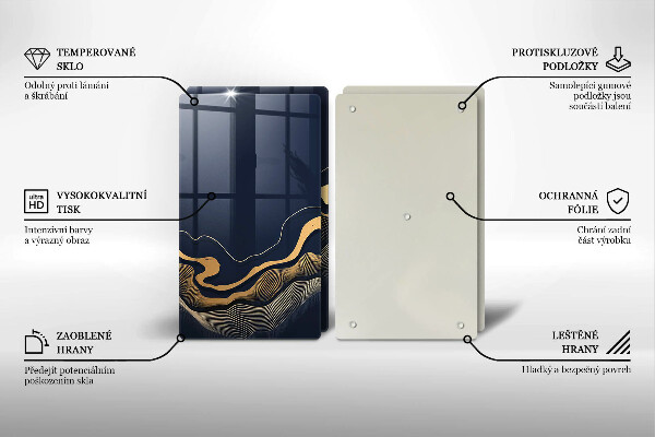 Tábua cozinha Linhas douradas abstratas