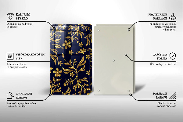 Tábua para cozinha Motivo de flor dourada