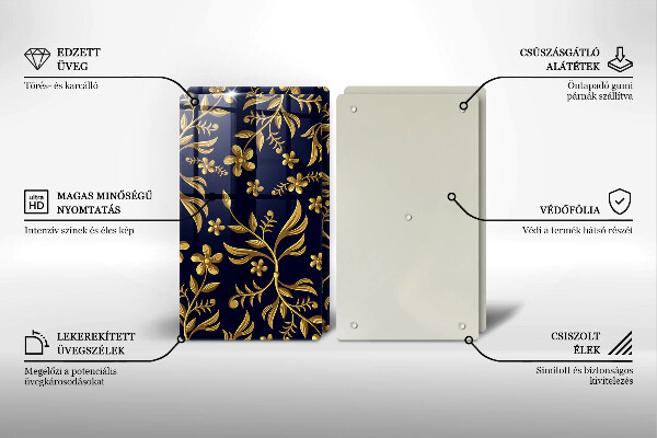 Tábua para cozinha Motivo de flor dourada