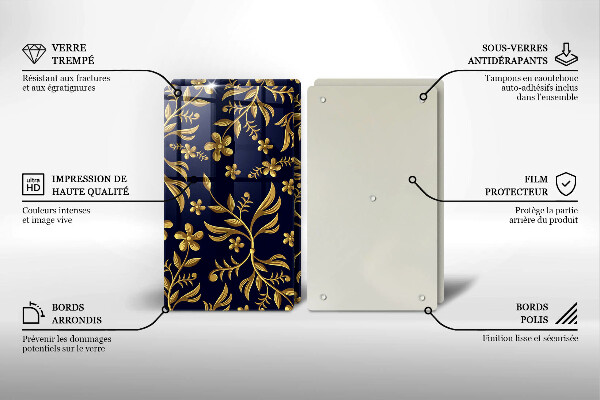 Tábua para cozinha Motivo de flor dourada