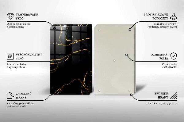 Tábua de vidro Mármore preto