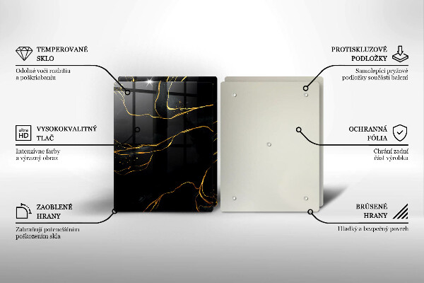 Tábua de vidro Mármore preto