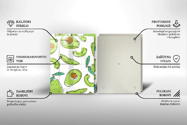 Tábua de corte de vidro Abacate e pêra