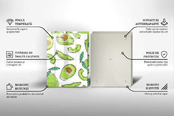 Tábua de corte de vidro Abacate e pêra