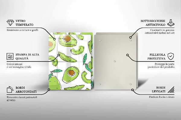 Tábua de corte de vidro Abacate e pêra