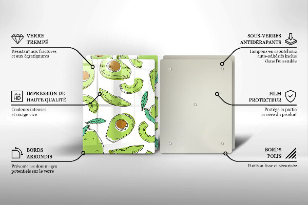 Tábua de corte de vidro Abacate e pêra