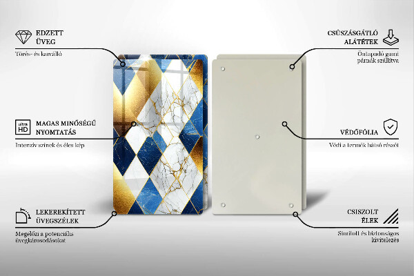 Tábua para corte Mármore losango dourado