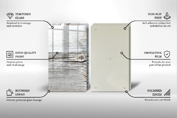 Tábua de corte de vidro Estrutura de madeira leve