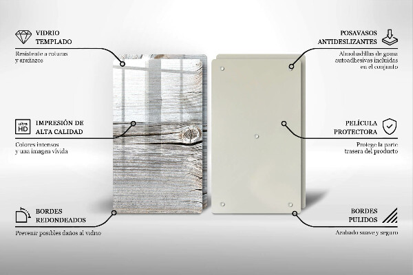 Tábua de corte de vidro Estrutura de madeira leve