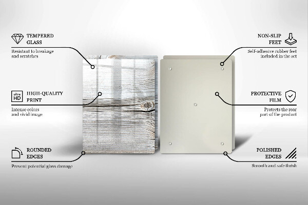 Tábua de corte de vidro Estrutura de madeira leve