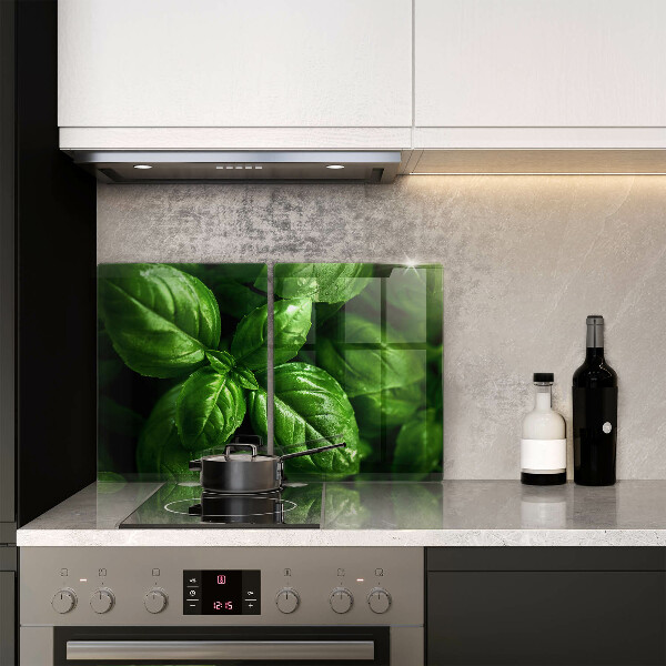 Tábua de vidro Folhas de manjericão