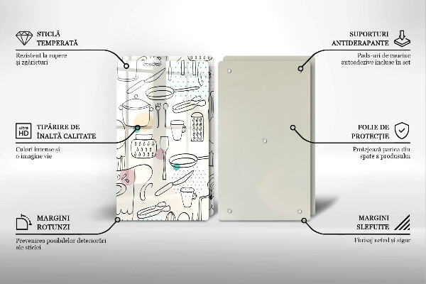 Tábua de corte de vidro Acessórios de cozinha