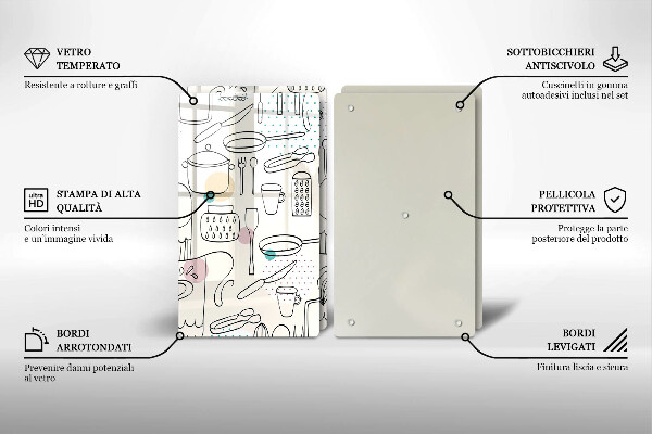 Tábua de corte de vidro Acessórios de cozinha