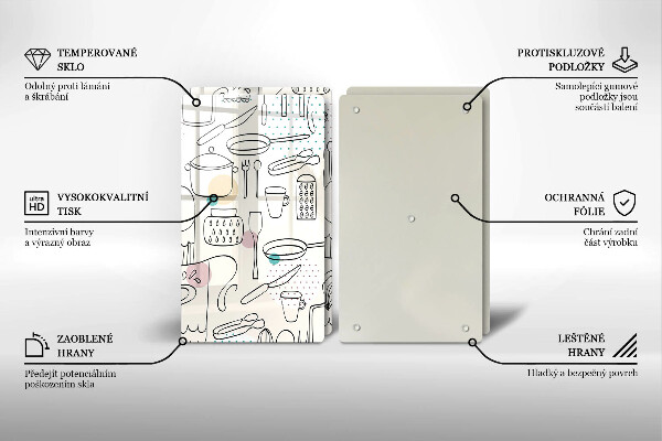 Tábua de corte de vidro Acessórios de cozinha