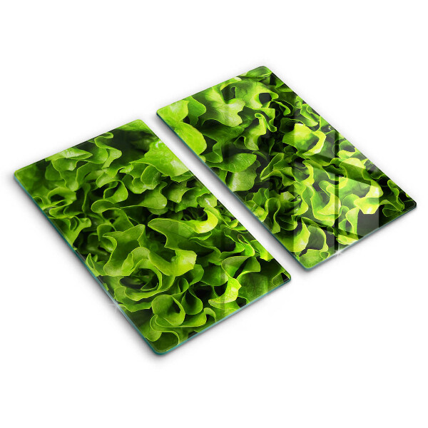 Tábua de cortar de vidro Folhas de alface verde