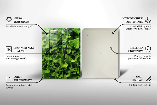 Tábua de cortar de vidro Folhas de alface verde