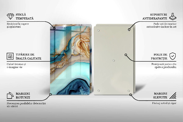 Tábua de vidro Mármore multicolorido