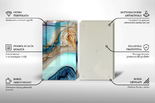 Tábua de vidro Mármore multicolorido