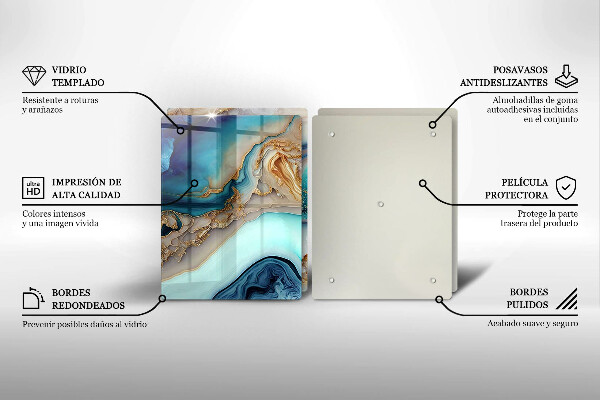 Tábua de vidro Mármore multicolorido