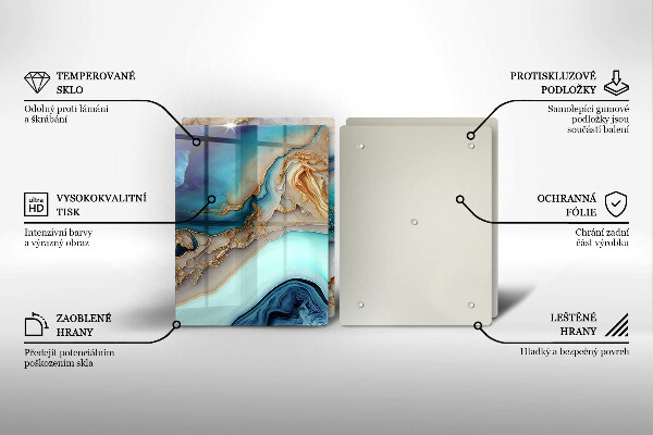 Tábua de vidro Mármore multicolorido