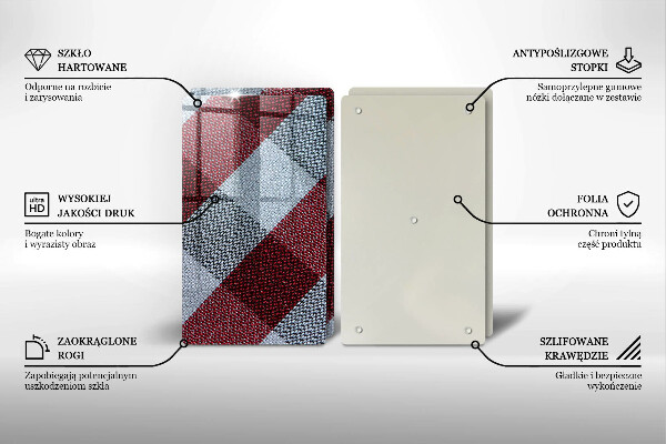 Tábua de cortar alimentos Xadrez vermelho e branco