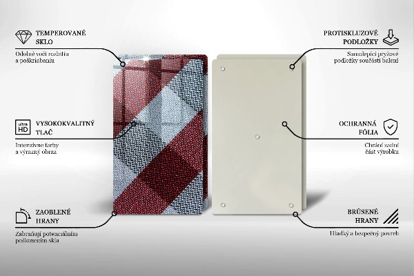 Tábua de cortar alimentos Xadrez vermelho e branco